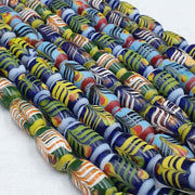 Lot 5 Vintage Blaue Fancy Feather Pattern Glasperlen Halskette