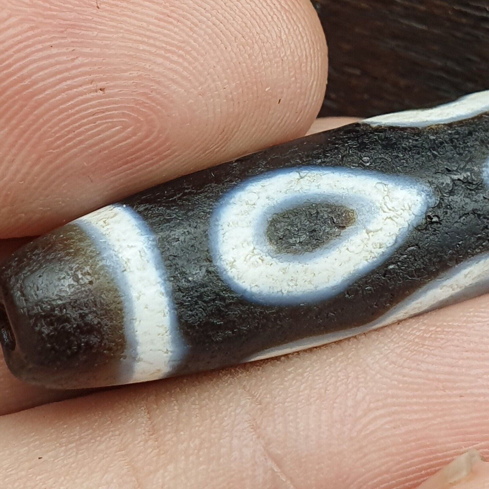 Tibetan 4 Eyes Antique dzi bead old amulet Agate rare Pattern Tibet gzi pendant