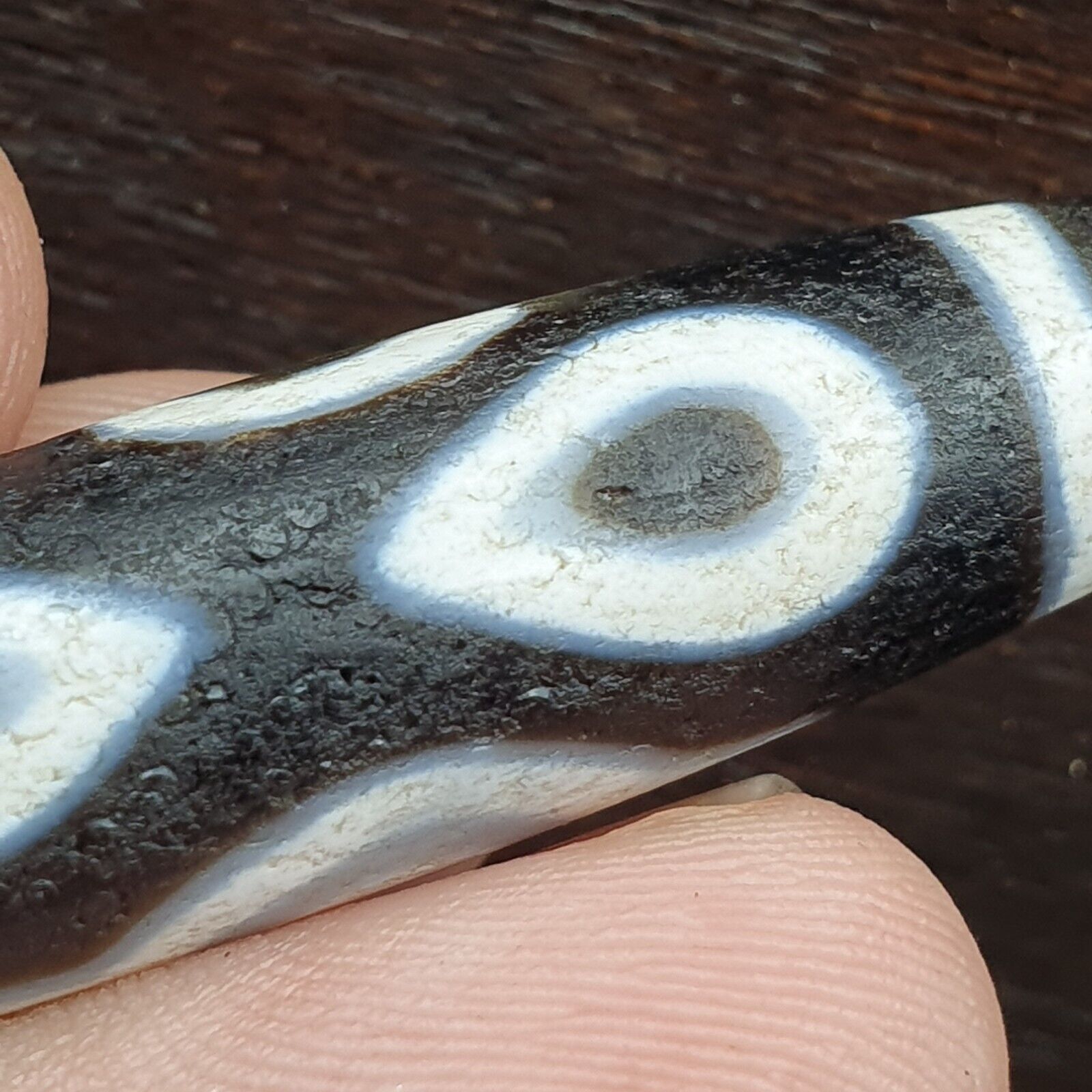 Tibetan 4 Eyes Antique dzi bead old amulet Agate rare Pattern Tibet gzi pendant