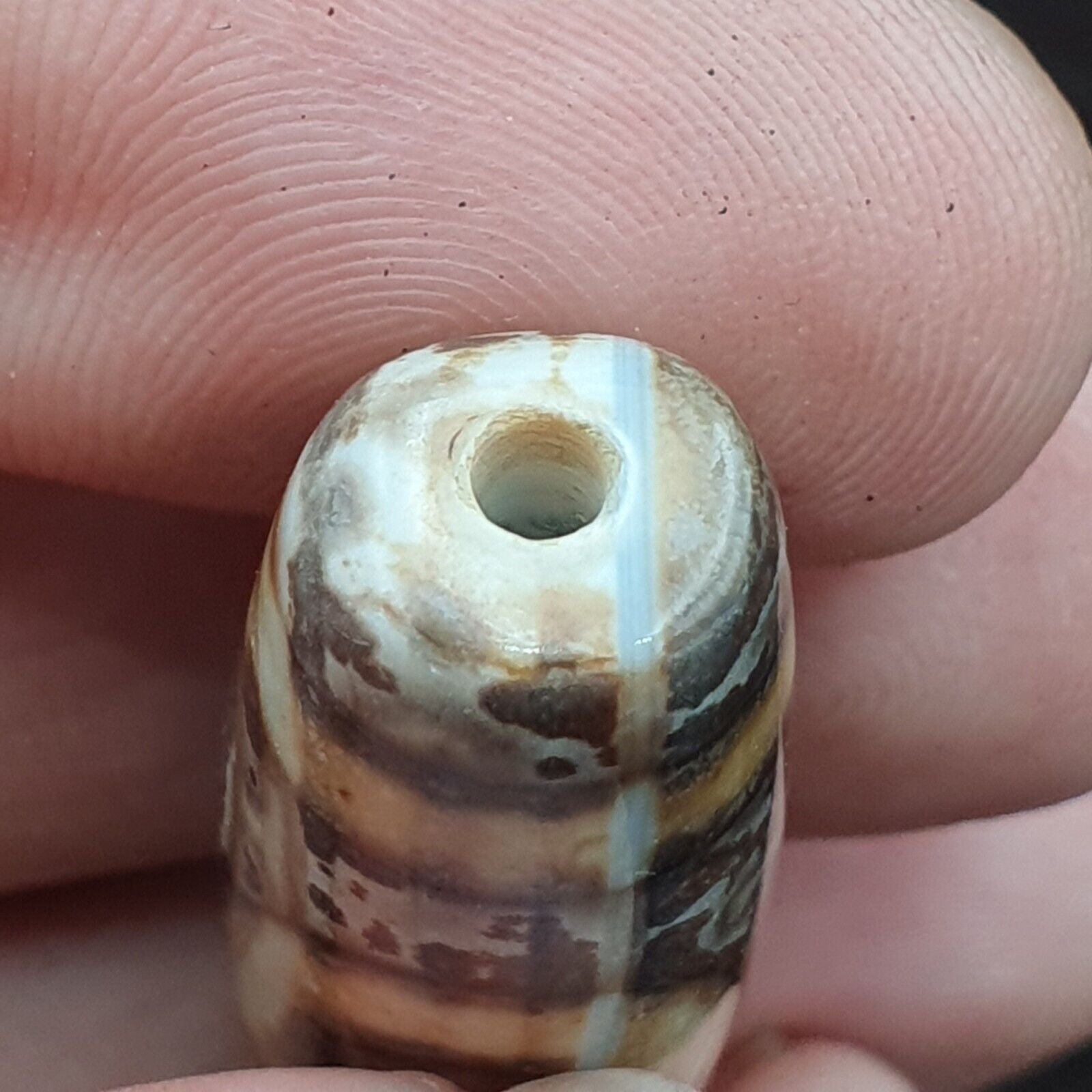 Rare Rusted Old Indo Tibetan Agate 2 Eye Agate stone Dzi Decorated Bead Amulet