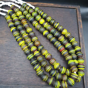 East Oasis Vintage Zebra Glass Trade Bead Necklace - 17mm Big Size Full Strand
