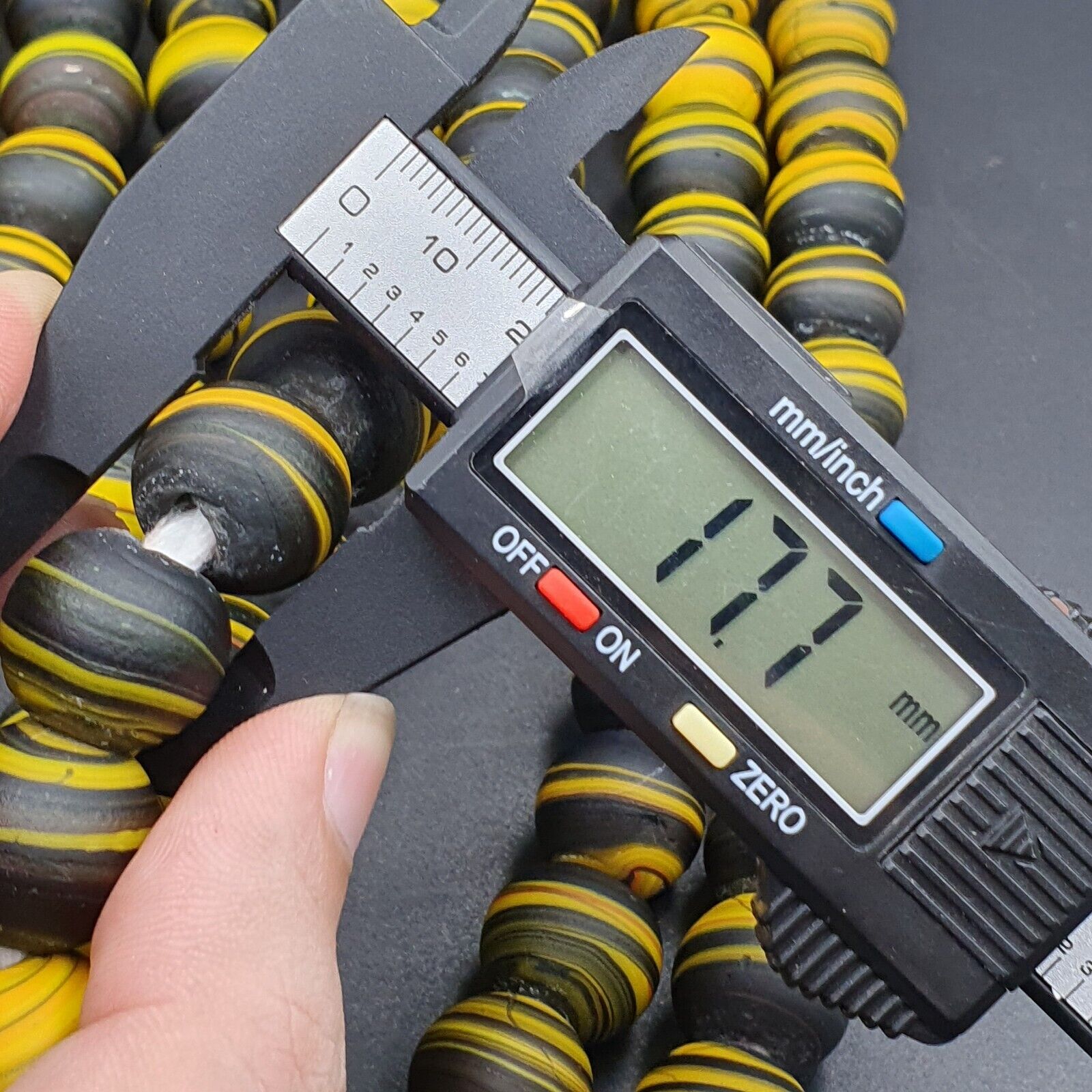 Vintage GLASS Traded glass Beads / Beaded long Necklace 17-18mm Big Size Beads