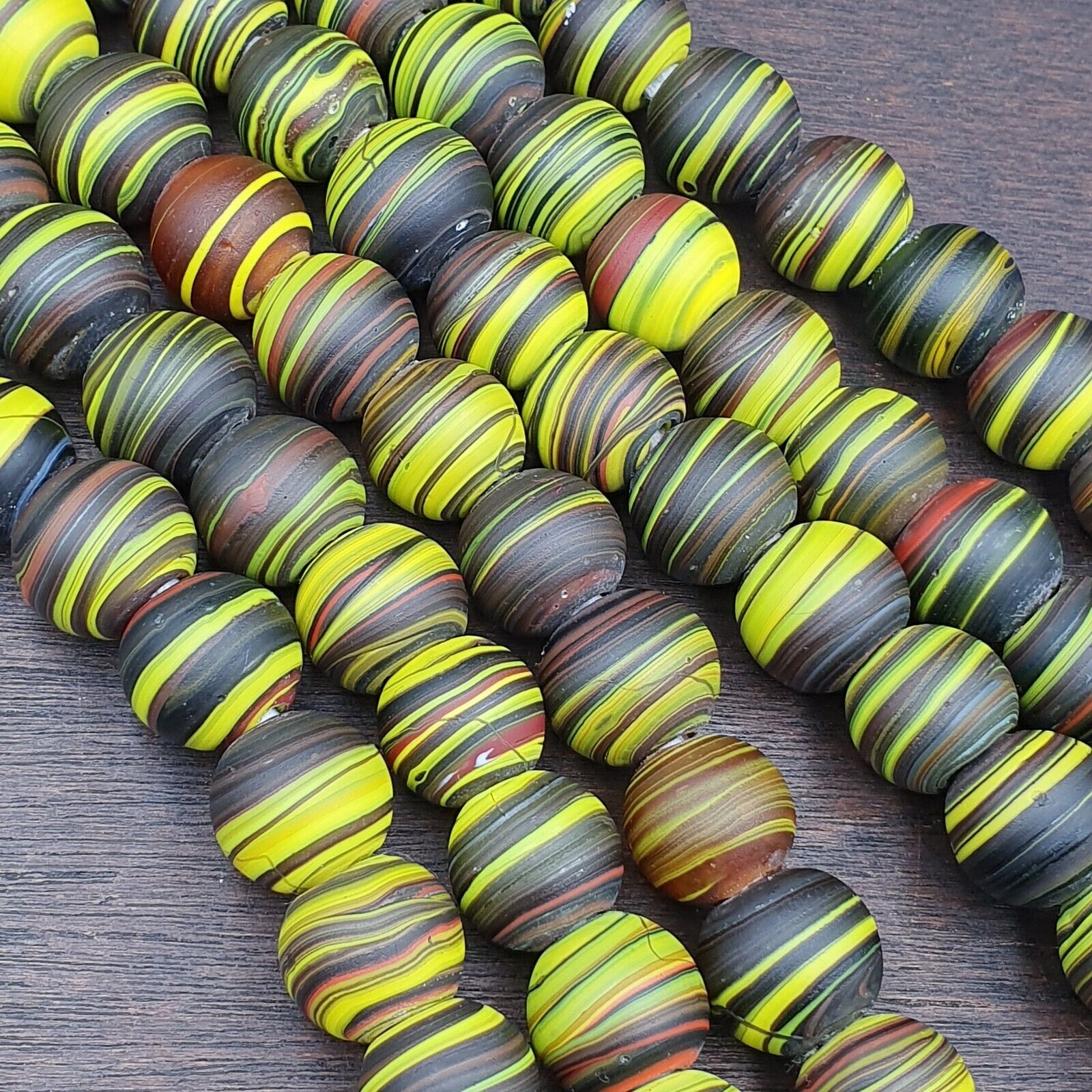 Vintage GLASS Traded glass Beads / Beaded long Necklace 17mm Big Size Beads