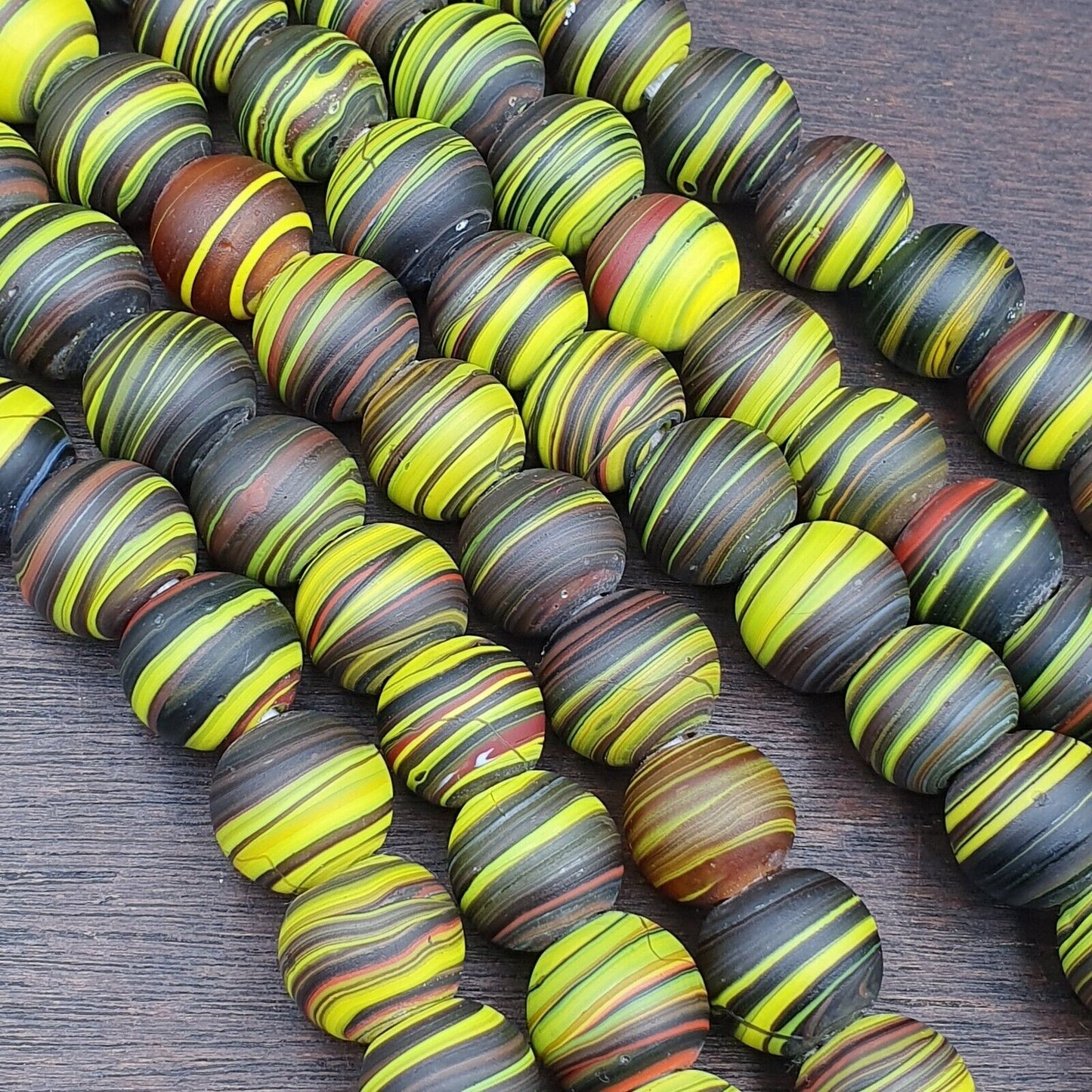 Vintage GLASS Traded glass Beads / Beaded long Necklace 17mm Big Size Beads