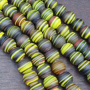 East Oasis Vintage Zebra Glass Trade Bead Necklace - 17mm Big Size Full Strand