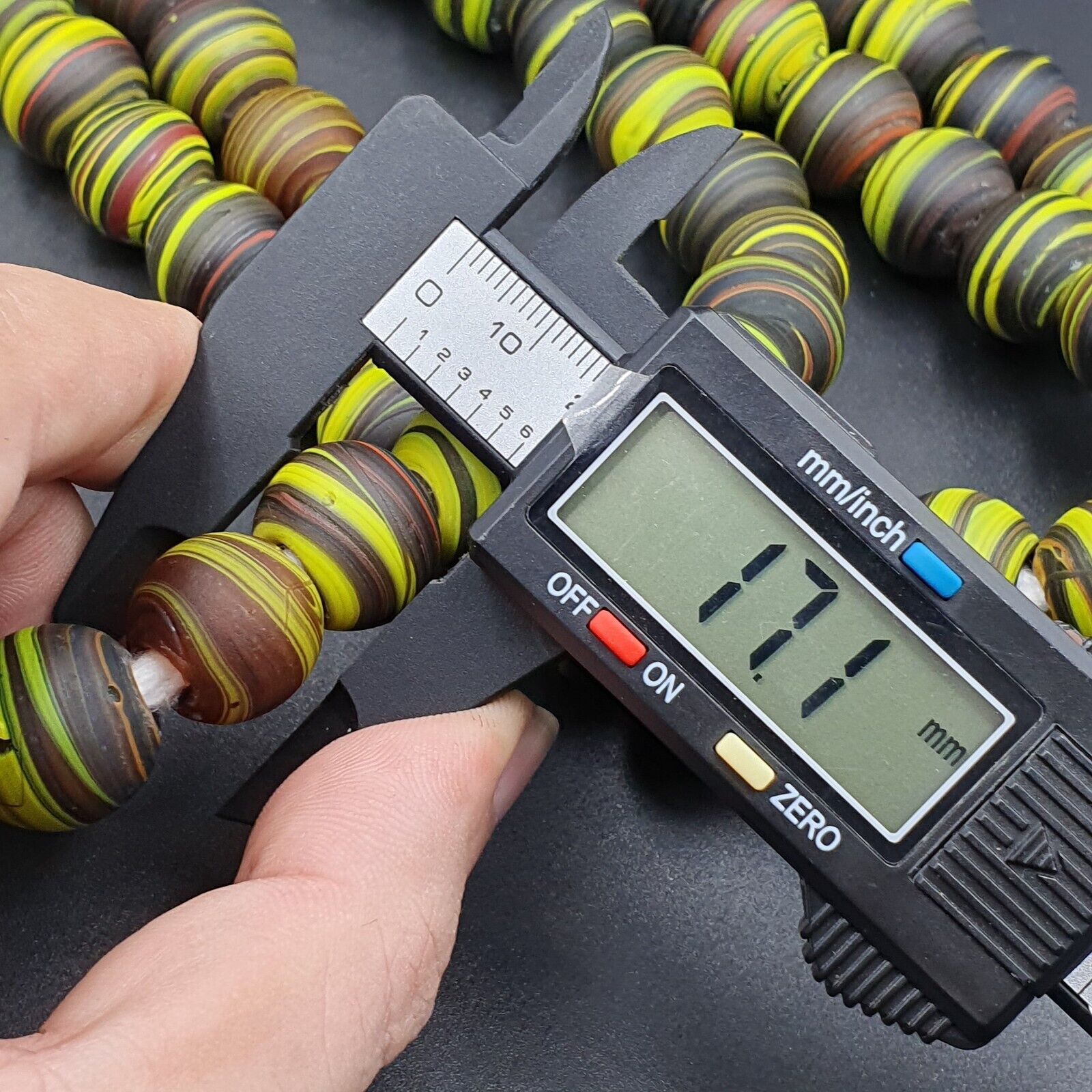 Vintage GLASS Traded glass Beads / Beaded long Necklace 17mm Big Size Beads