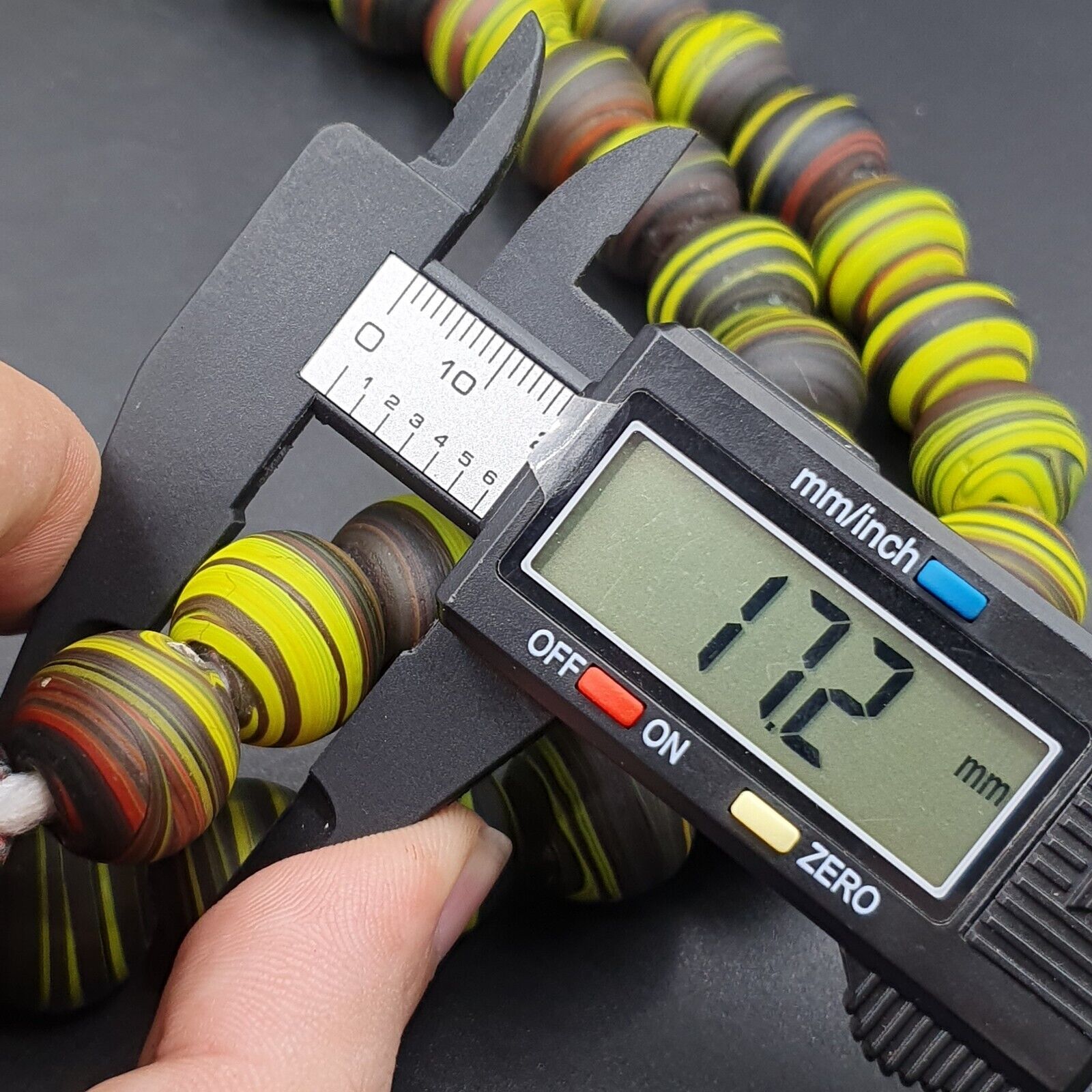 Vintage GLASS Traded glass Beads / Beaded long Necklace 17mm Big Size Beads