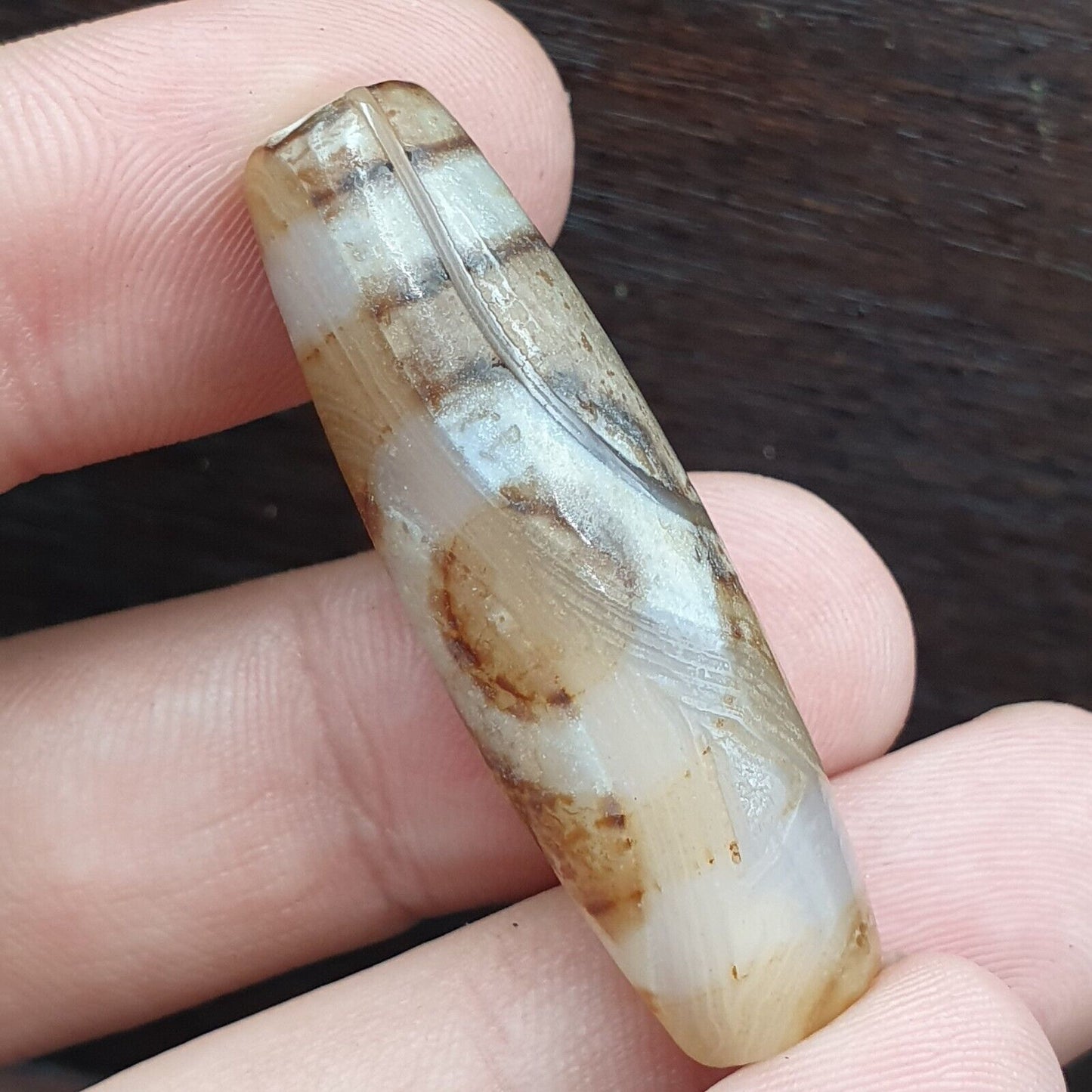 Achat alter indotibetischer Achat 2-Augen-Achatstein Dzi-Perlen-Amulett