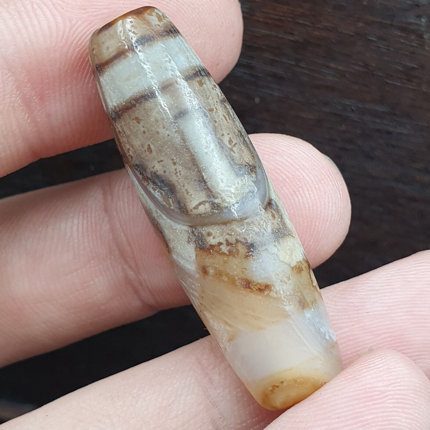 Achat alter indotibetischer Achat 2-Augen-Achatstein Dzi-Perlen-Amulett