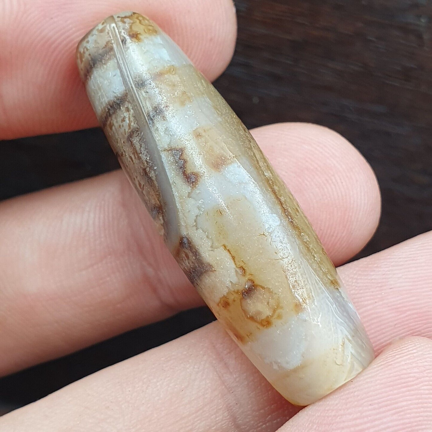 Achat alter indotibetischer Achat 2-Augen-Achatstein Dzi-Perlen-Amulett