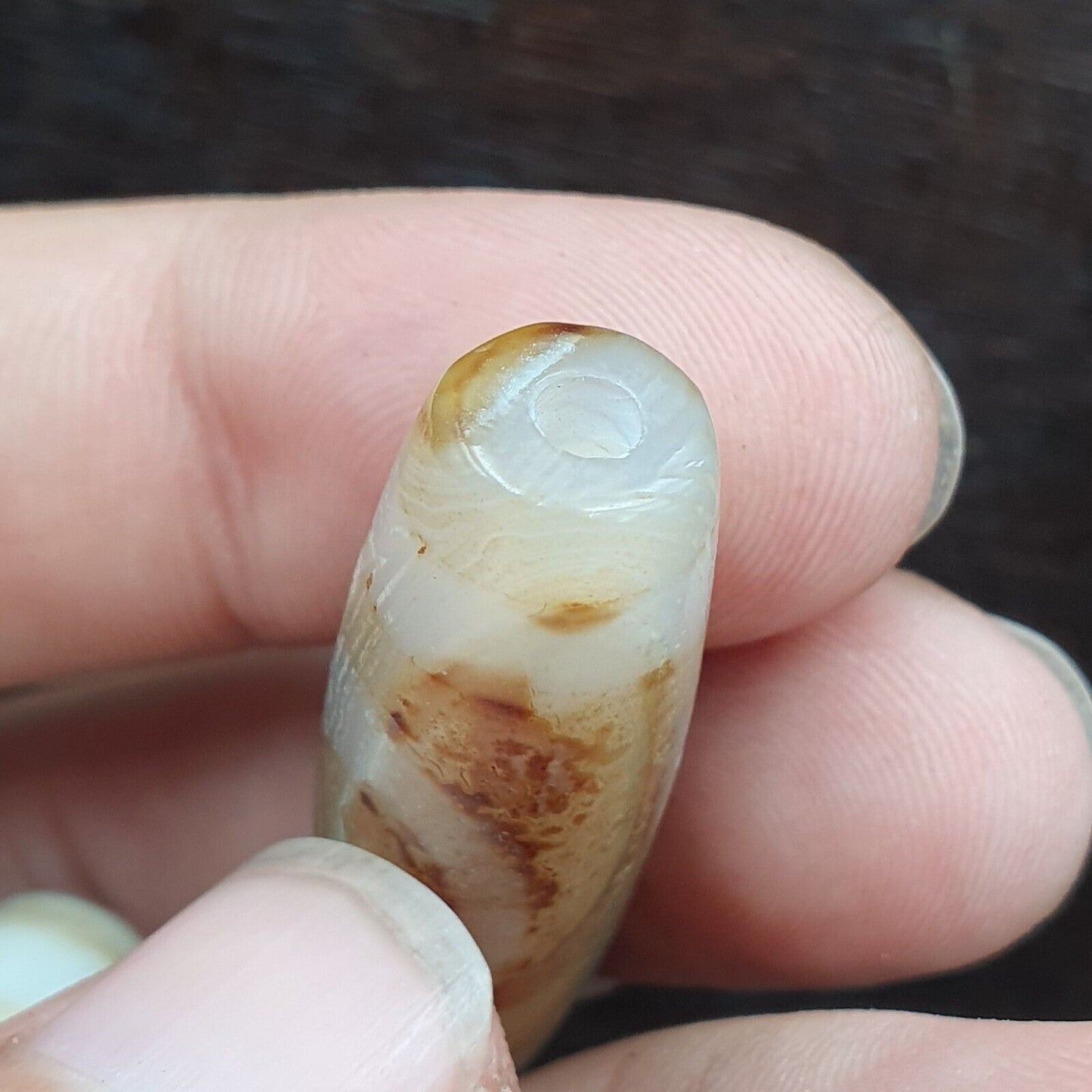 Achat alter indotibetischer Achat 2-Augen-Achatstein Dzi-Perlen-Amulett