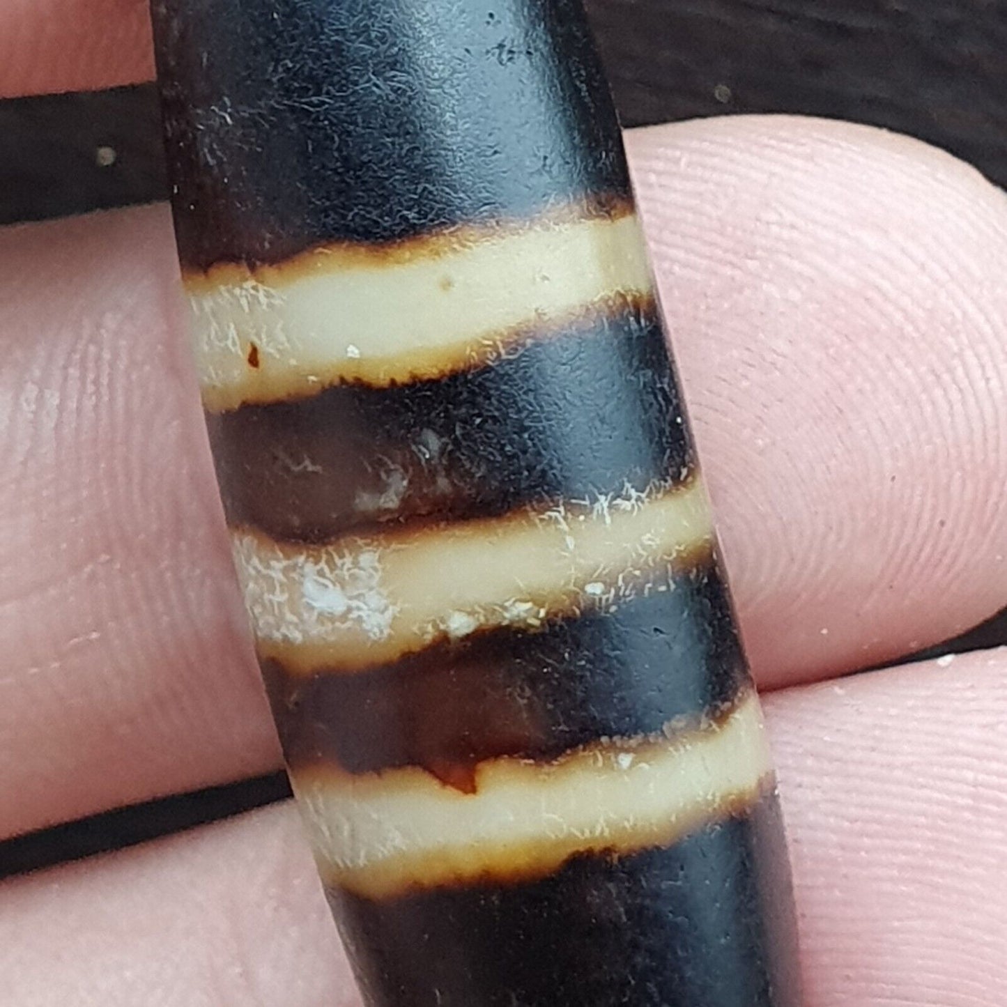 復古老印藏 3 行瑪瑙眼石珠護身符