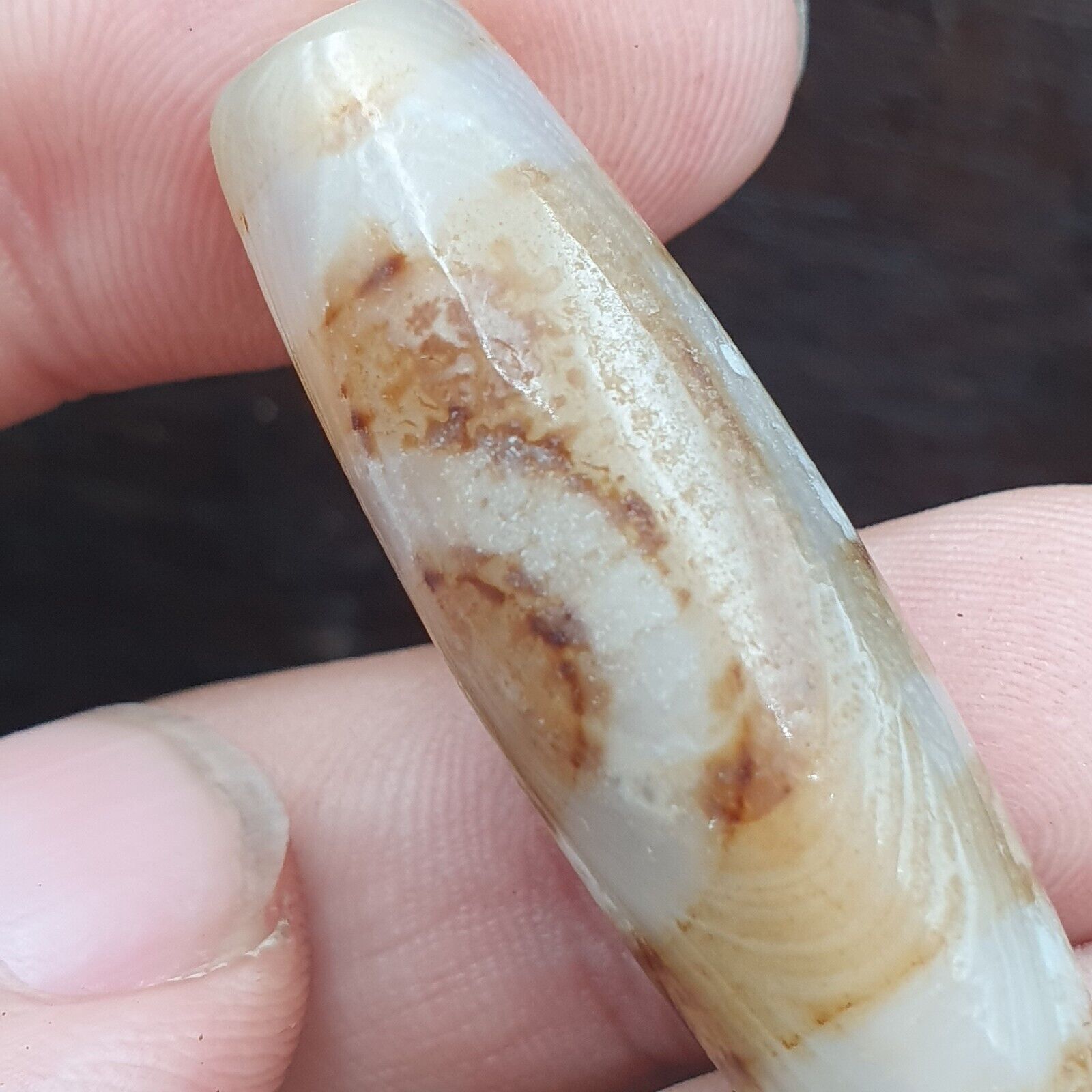 Agate Old Indo Tibetan Agate 2 Eye Agate stone Dzi  Bead Amulet