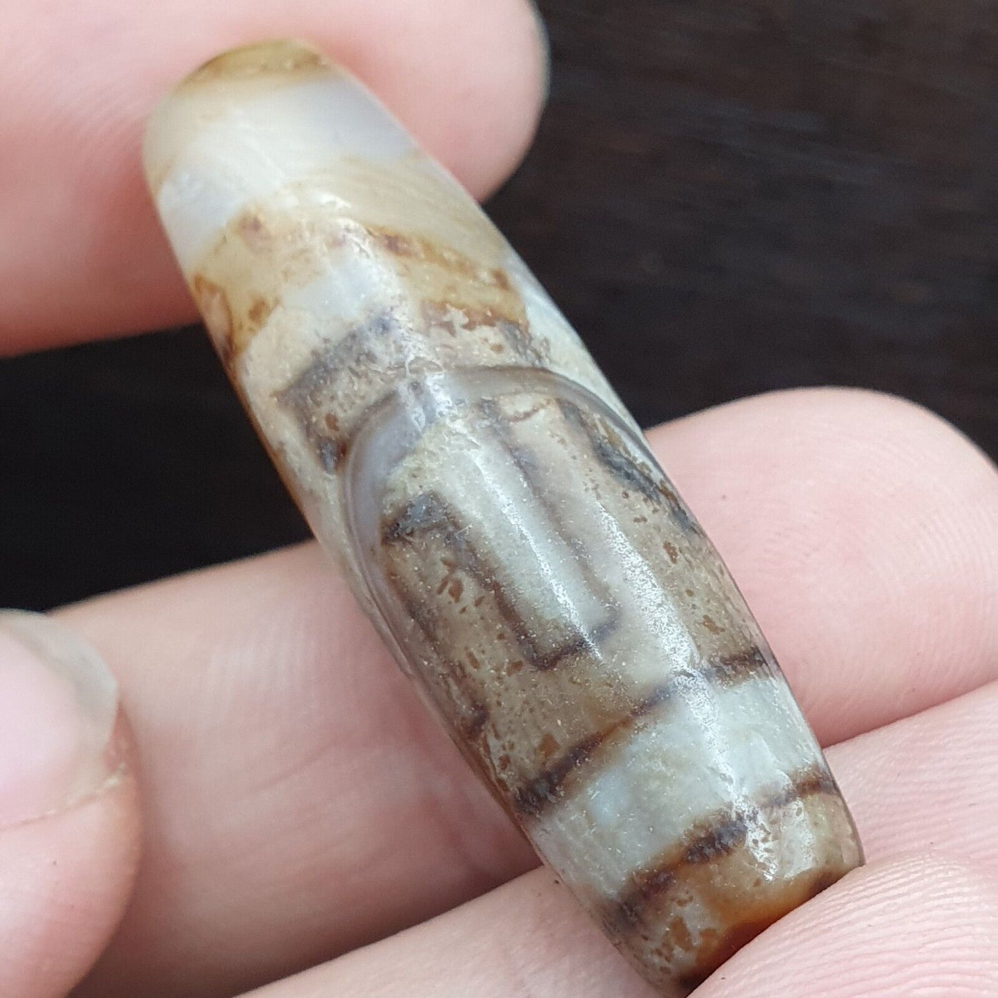 Achat alter indotibetischer Achat 2-Augen-Achatstein Dzi-Perlen-Amulett