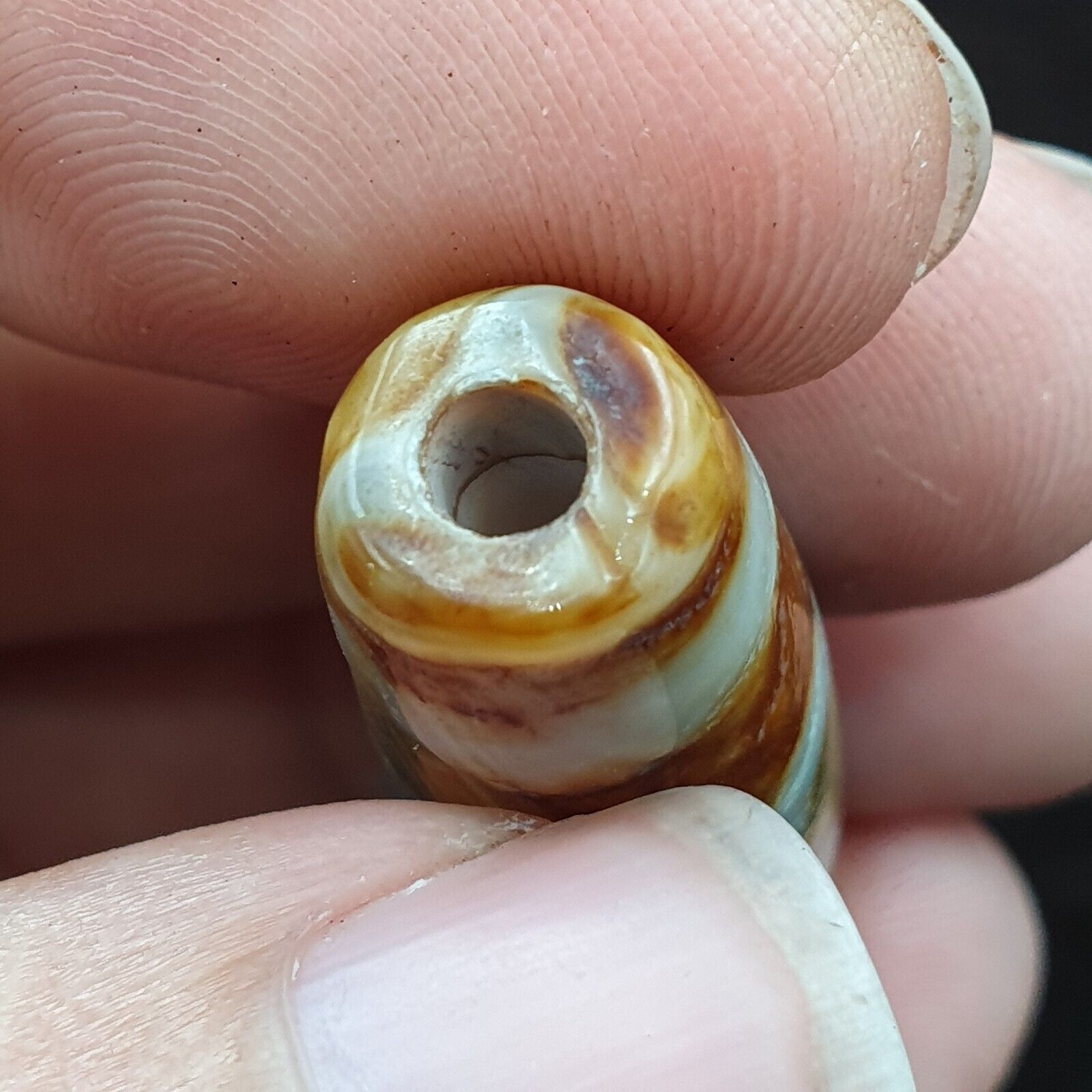 Rare Agate Old Indo Tibetan Agate 2 Eye Agate stone Dzi Decorated Bead Amulet