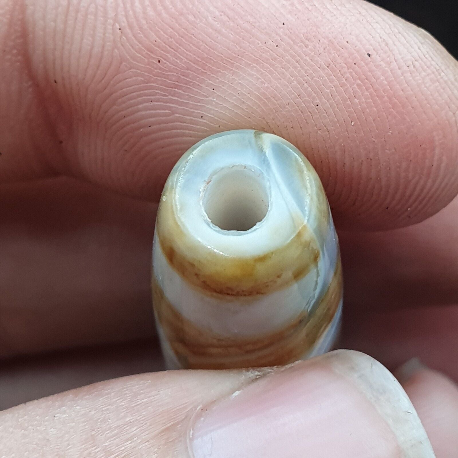 Rare Agate Old Indo Tibetan Agate 2 Eye Agate stone Dzi Decorated Bead Amulet