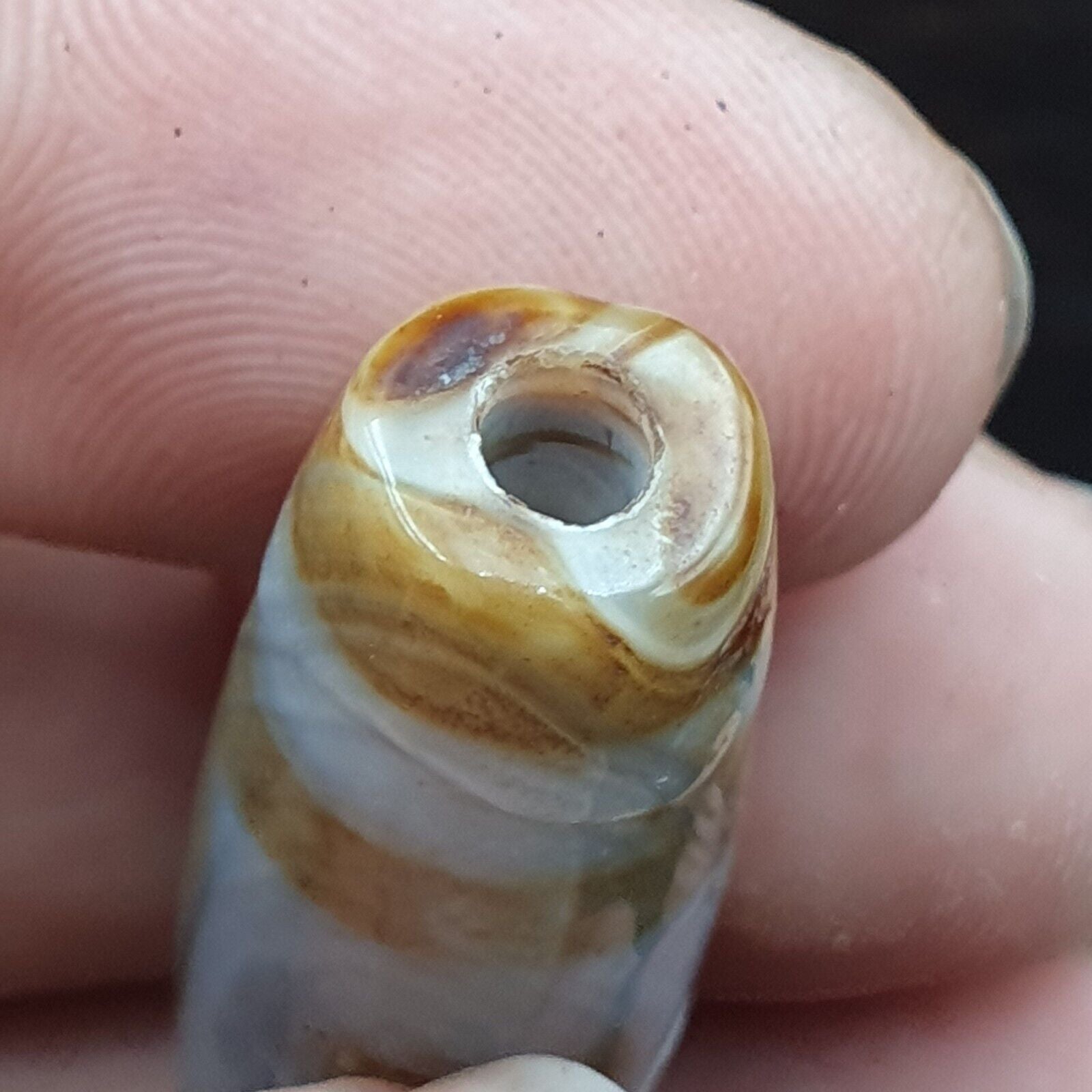 Rare Agate Old Indo Tibetan Agate 2 Eye Agate stone Dzi Decorated Bead Amulet