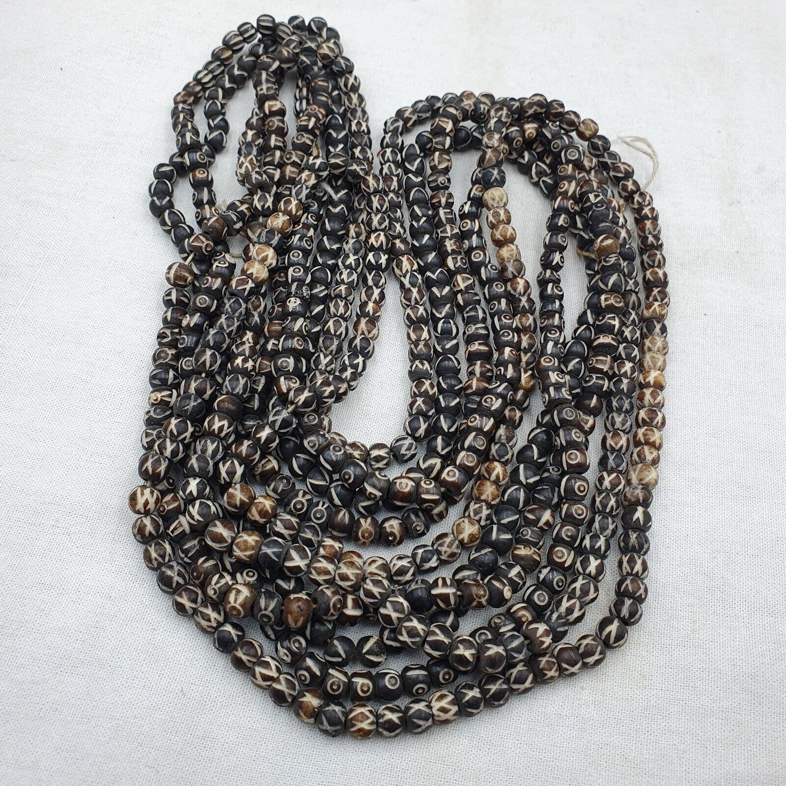 Lot 5 Old Tibetan Chinese Carved Necklace Tribal Carving Beads Strands #B12