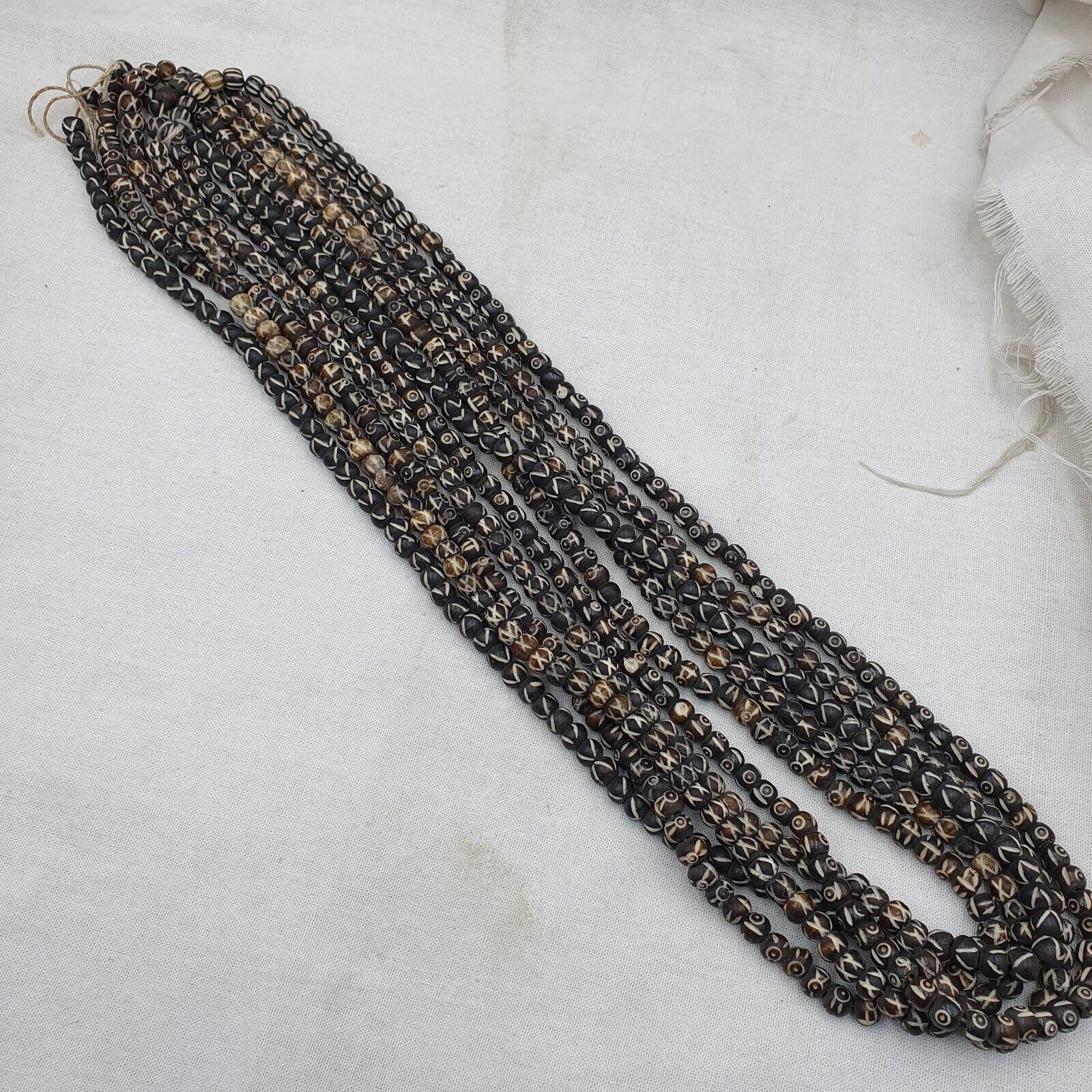 Lot 5 Old Tibetan Chinese Carved Necklace Tribal Carving Beads Strands #B12