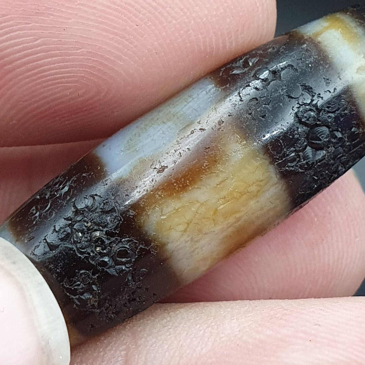 非常罕見的西藏天珠老護身符瑪瑙眼睛圖案西藏天珠吊墜