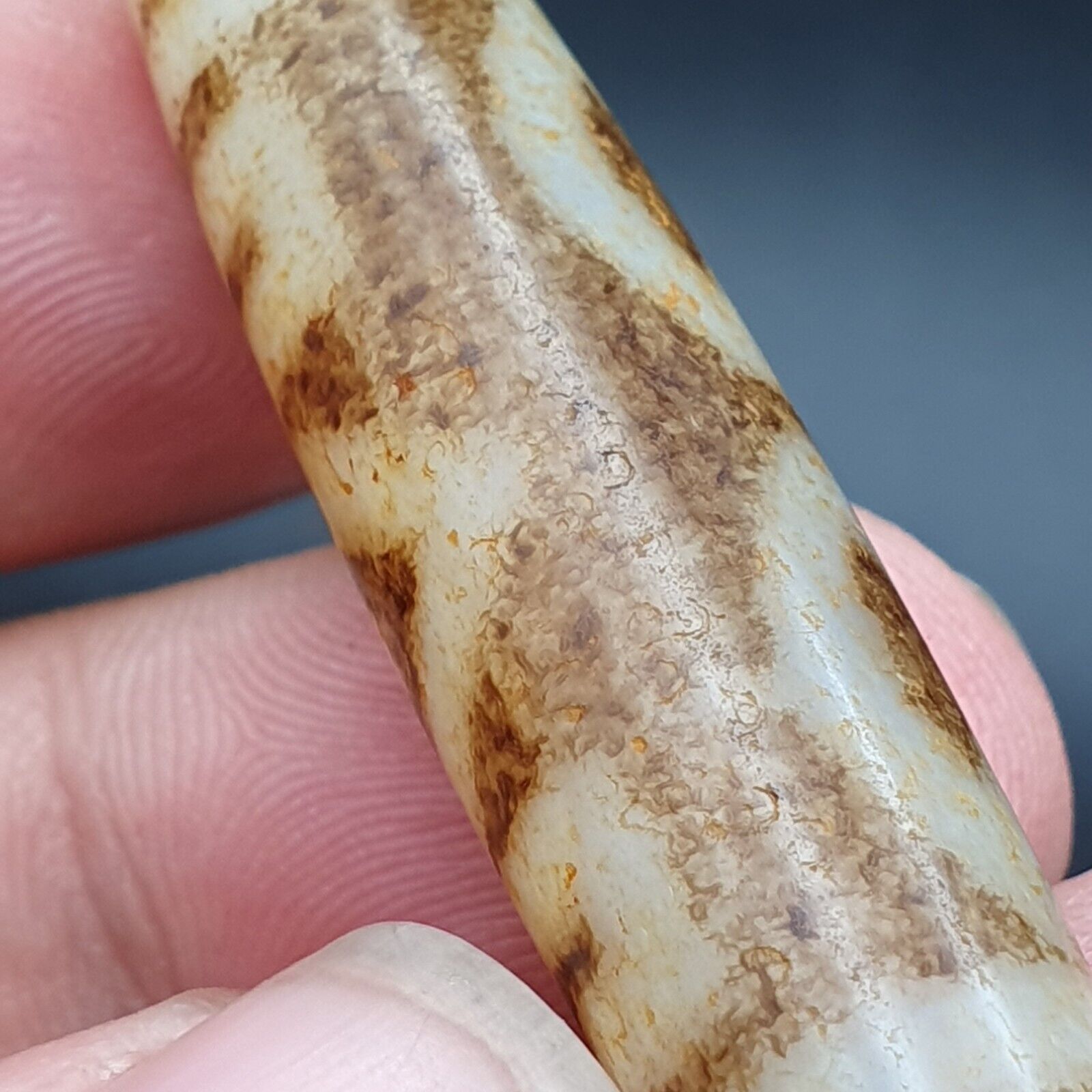 Vintage Antique Agate bead Tibet Himalayan Dzi pendant Necklace