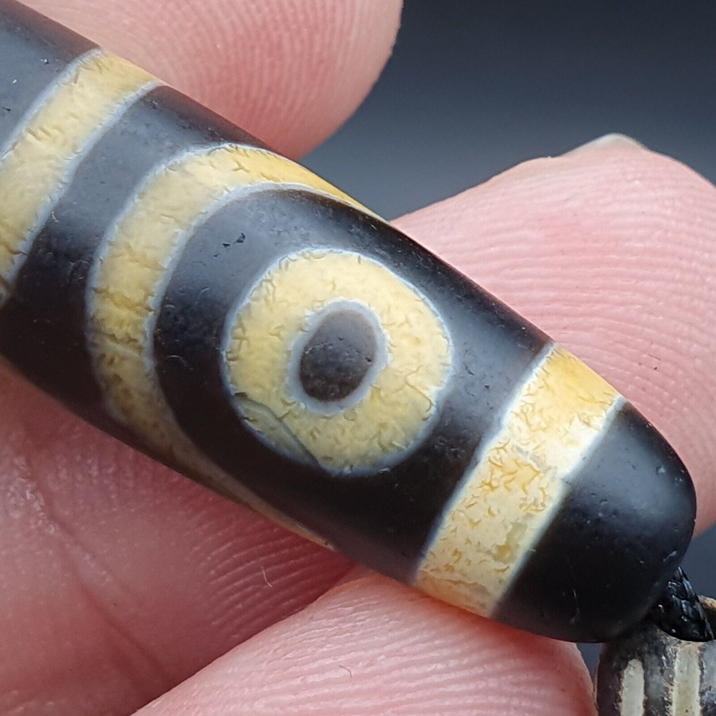 Vintage antike Achat 4 Augen Perle Tibet Himalaya Dzi Anhänger Halskette