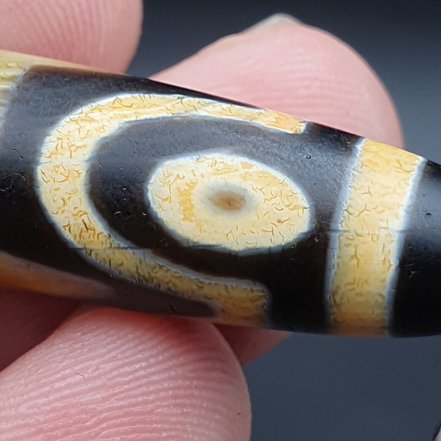 Vintage antike Achat 4 Augen Perle Tibet Himalaya Dzi Anhänger Halskette