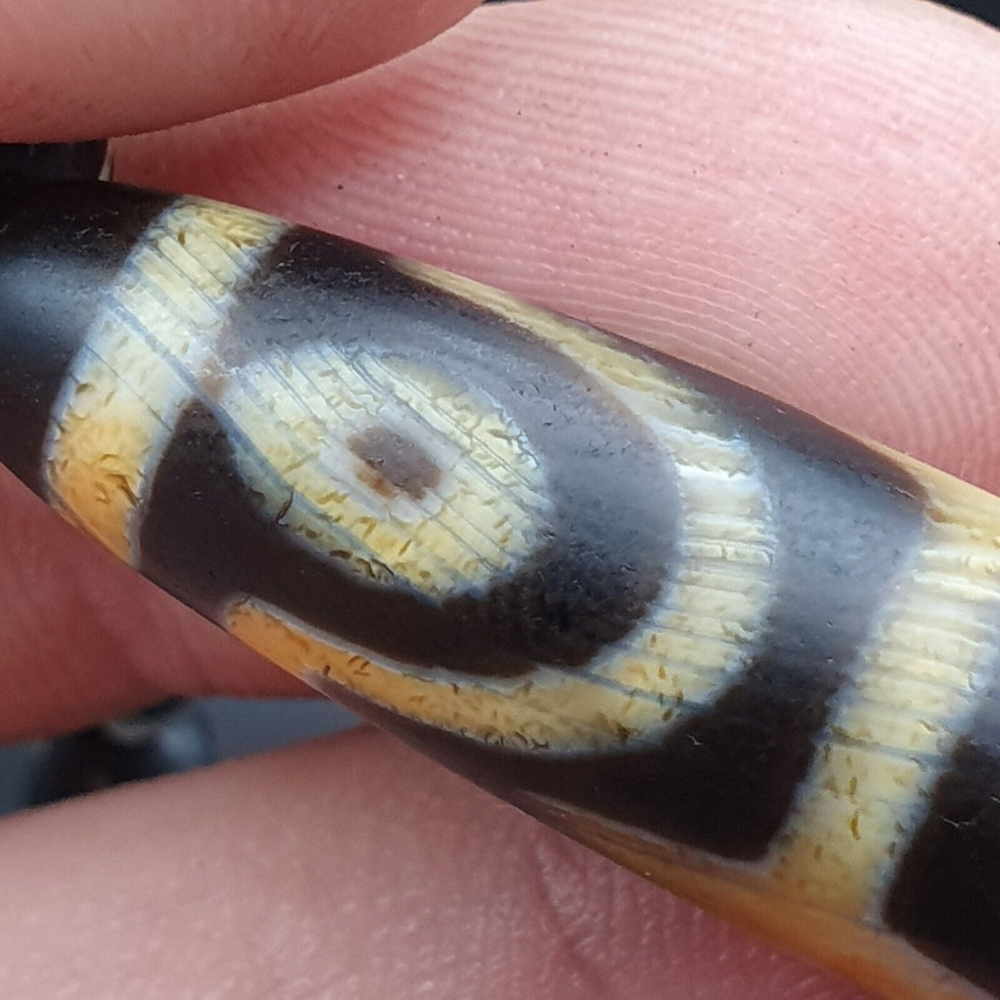 Vintage antike Achat 4 Augen Perle Tibet Himalaya Dzi Anhänger Halskette