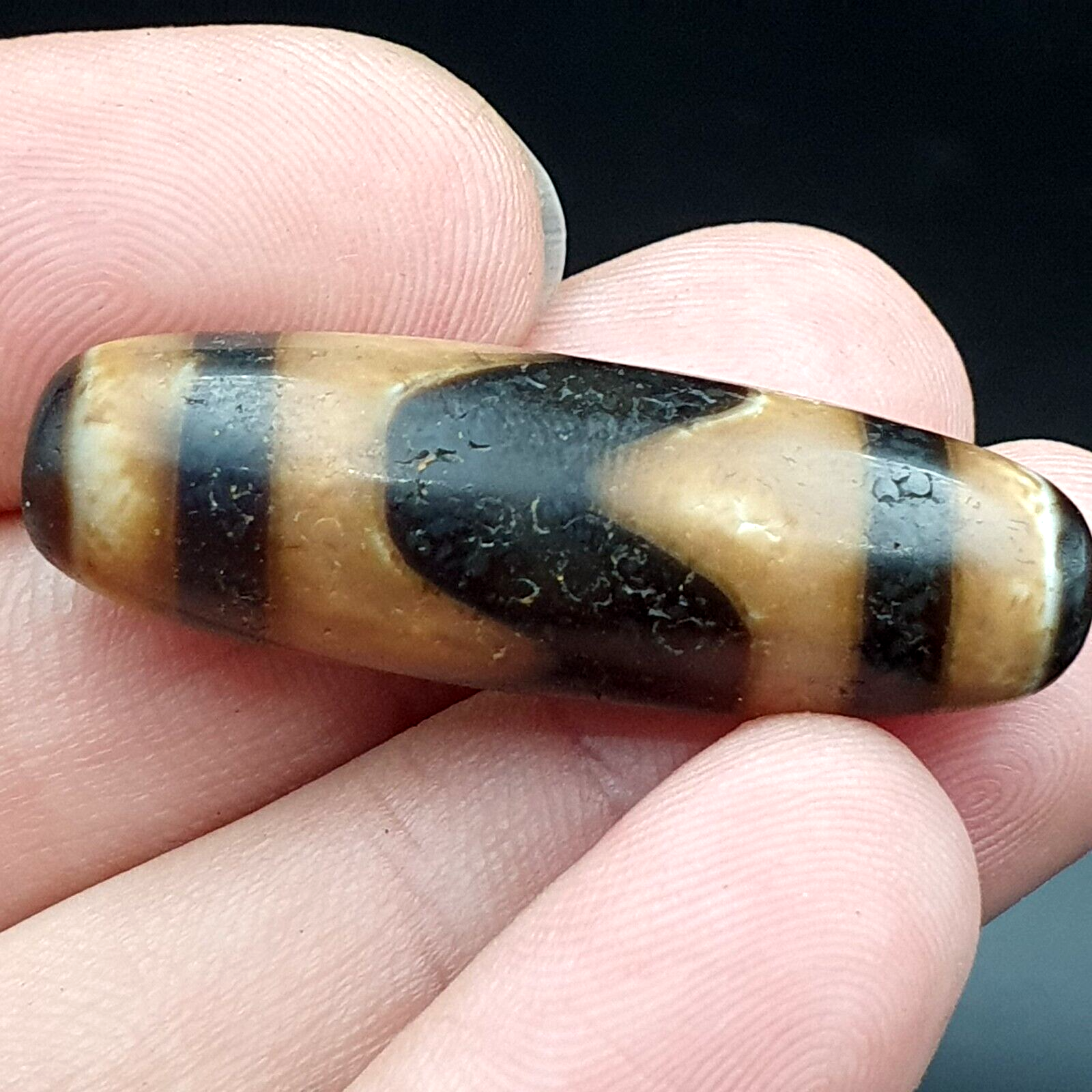 Tibetan Antique dzi bead old amulet Agate rare Pattern Tibet gzi pendant