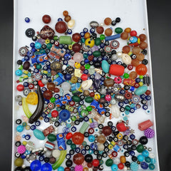 498g Antique Vintage Stone and Glass Beads lot For Collectors Jewelry Makers
