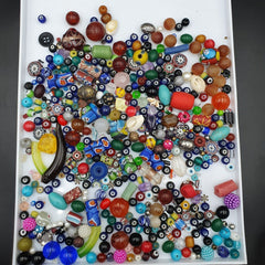 498g Antique Vintage Stone and Glass Beads lot For Collectors Jewelry Makers