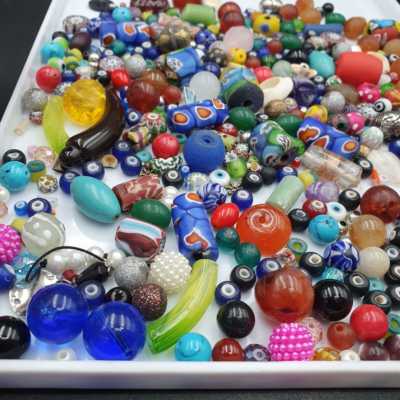 498g Antique Vintage Stone and Glass Beads lot For Collectors Jewelry Makers