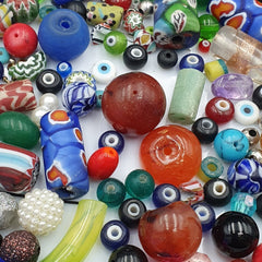 498g Antique Vintage Stone and Glass Beads lot For Collectors Jewelry Makers