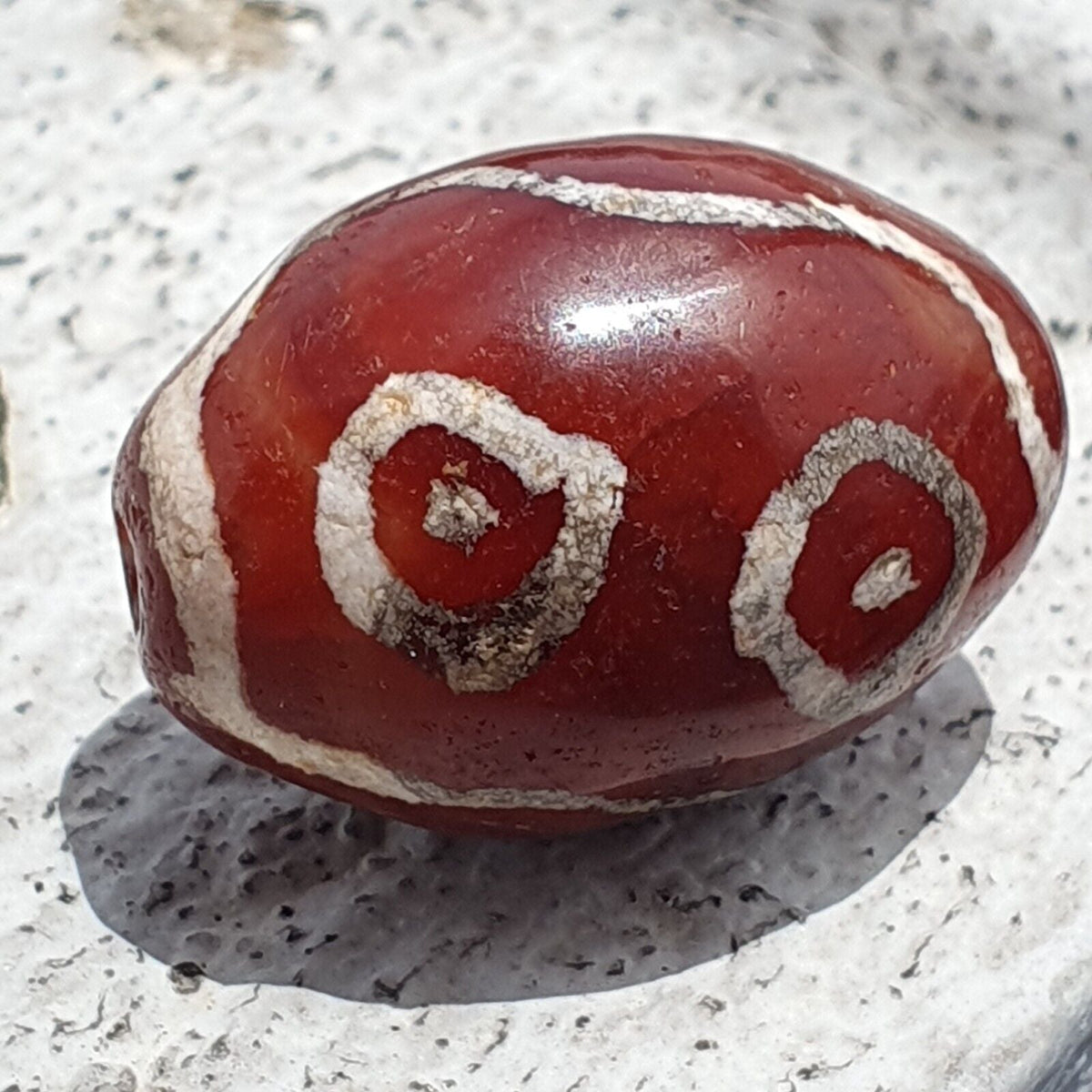 Antique Tibetan Nepalese RED Etched Agate Bead Decorated Carnelian Beads ETA-2