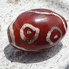 Antique Tibetan Nepalese RED Etched Agate Bead Decorated Carnelian Beads ETA-2