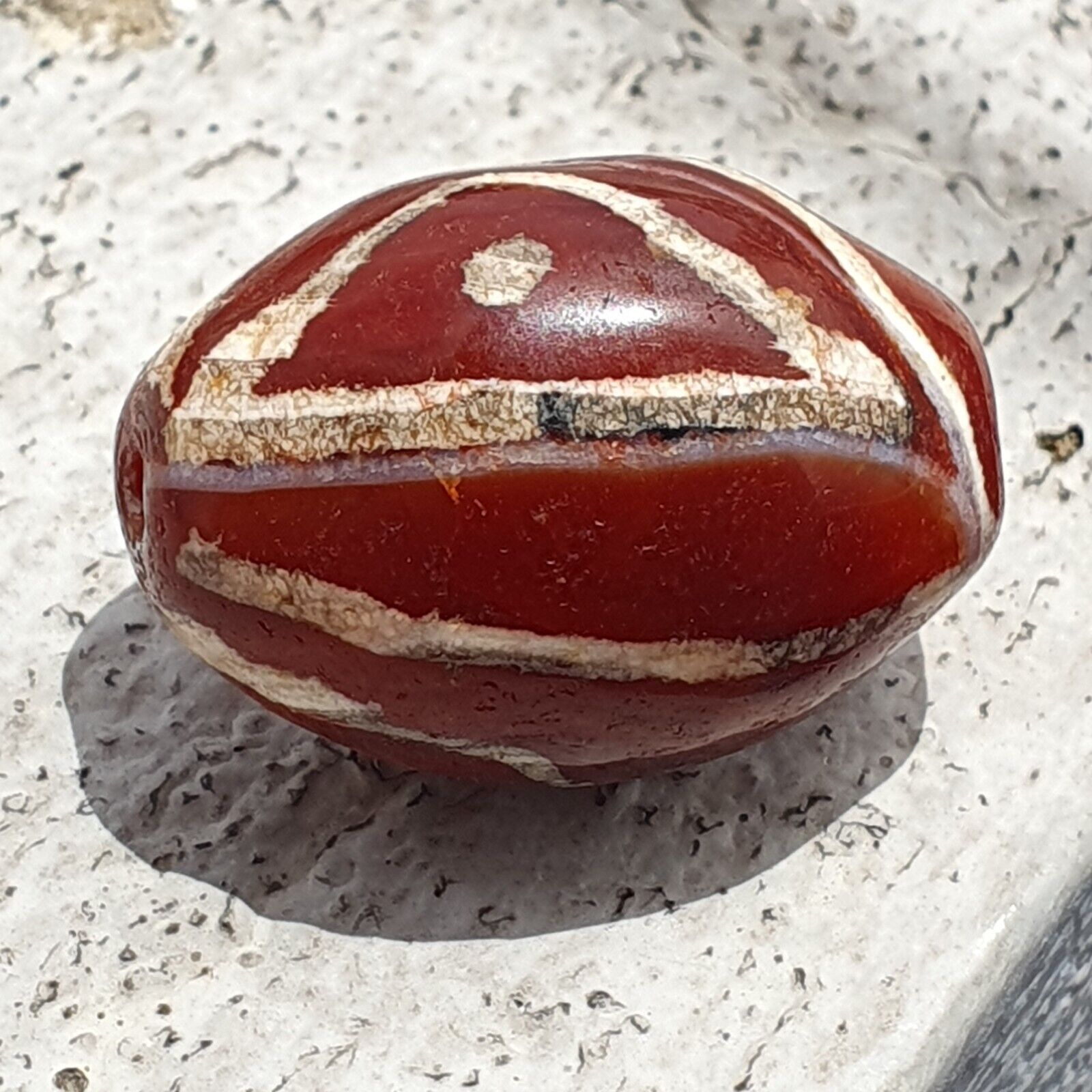 Antique Tibetan Nepalese RED Etched Agate Bead Decorated Carnelian Beads ETA-2