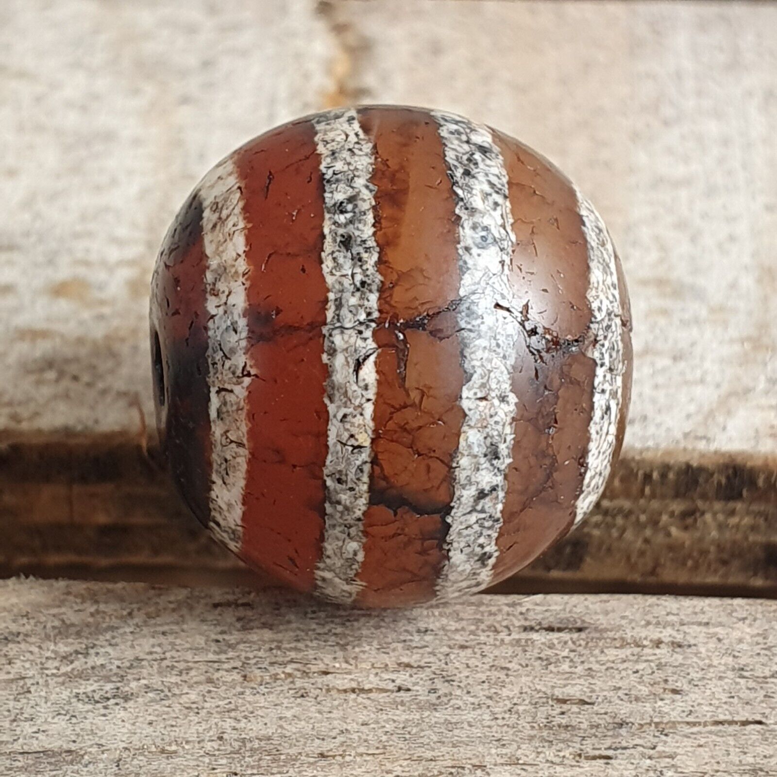 ETA-4 Antique Tibetan Etched Agate Bead Decorated Carnelian Beads