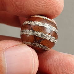 ETA-4 Antique Tibetan Etched Agate Bead Decorated Carnelian Beads