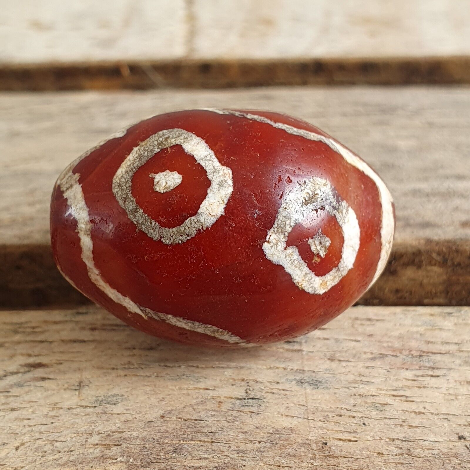 Antique Tibetan Nepalese RED Etched Agate Bead Decorated Carnelian Beads ETA-2