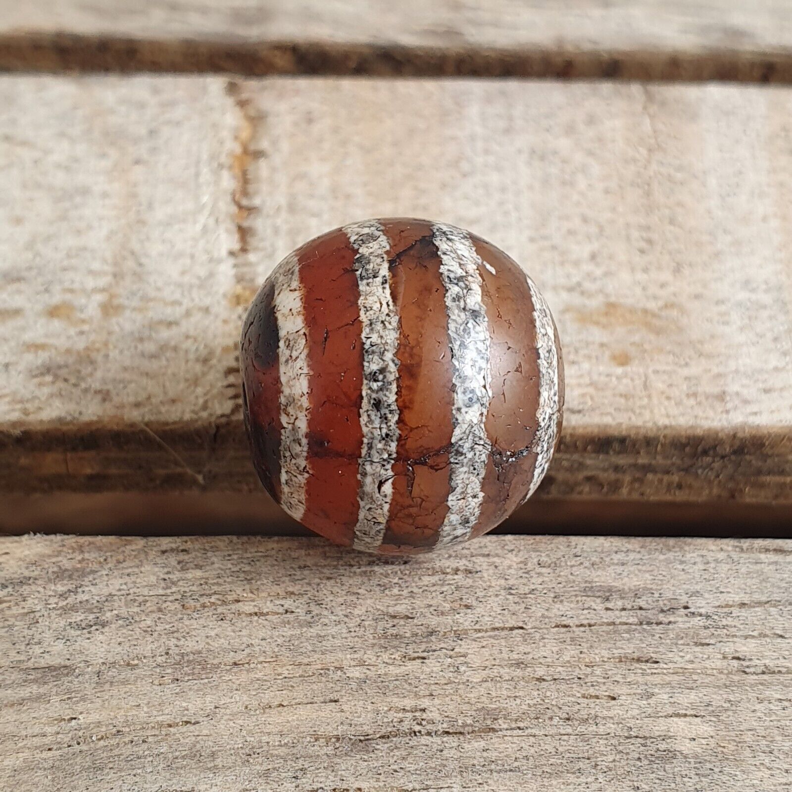 ETA-4 Antique Tibetan Etched Agate Bead Decorated Carnelian Beads