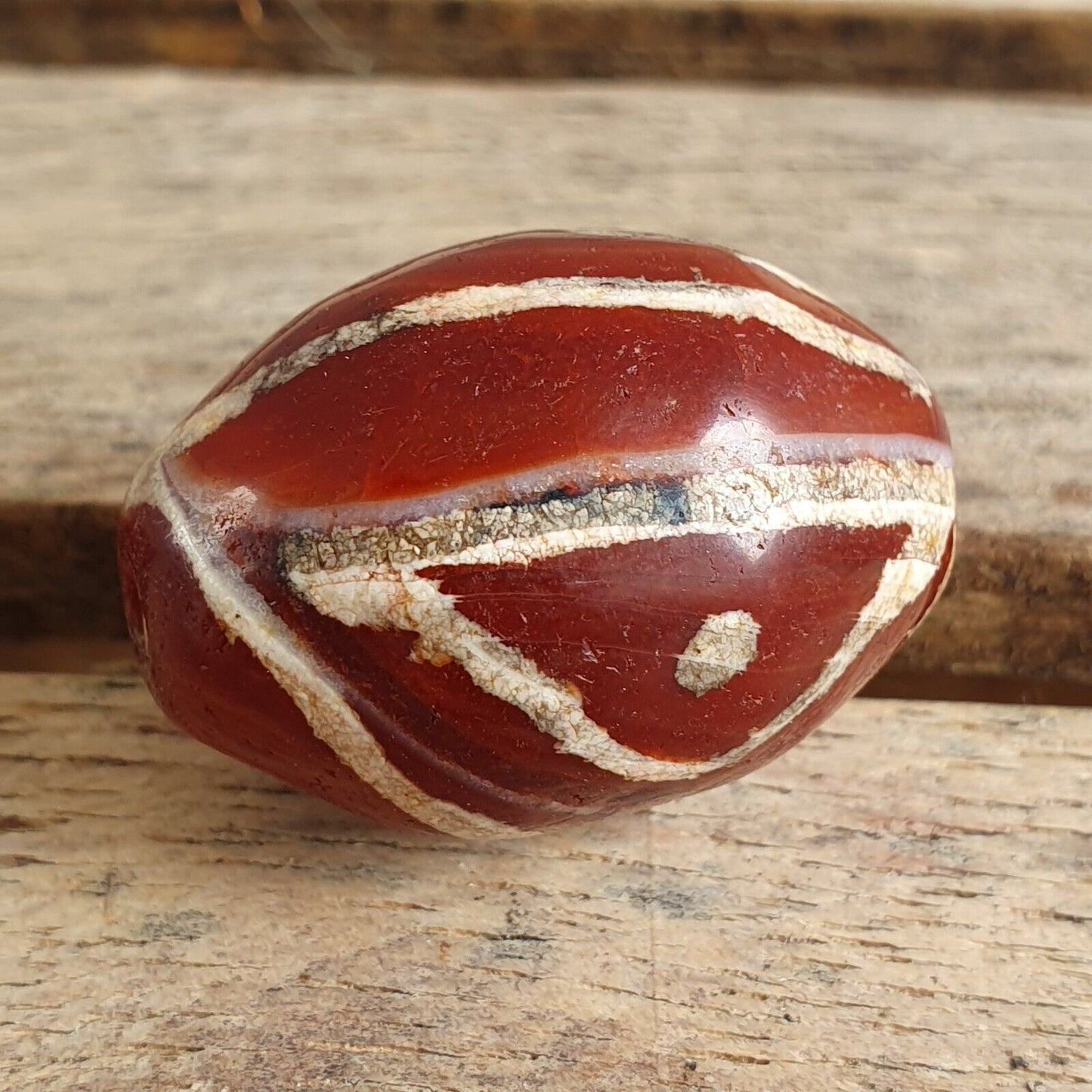 Antique Tibetan Nepalese RED Etched Agate Bead Decorated Carnelian Beads ETA-2