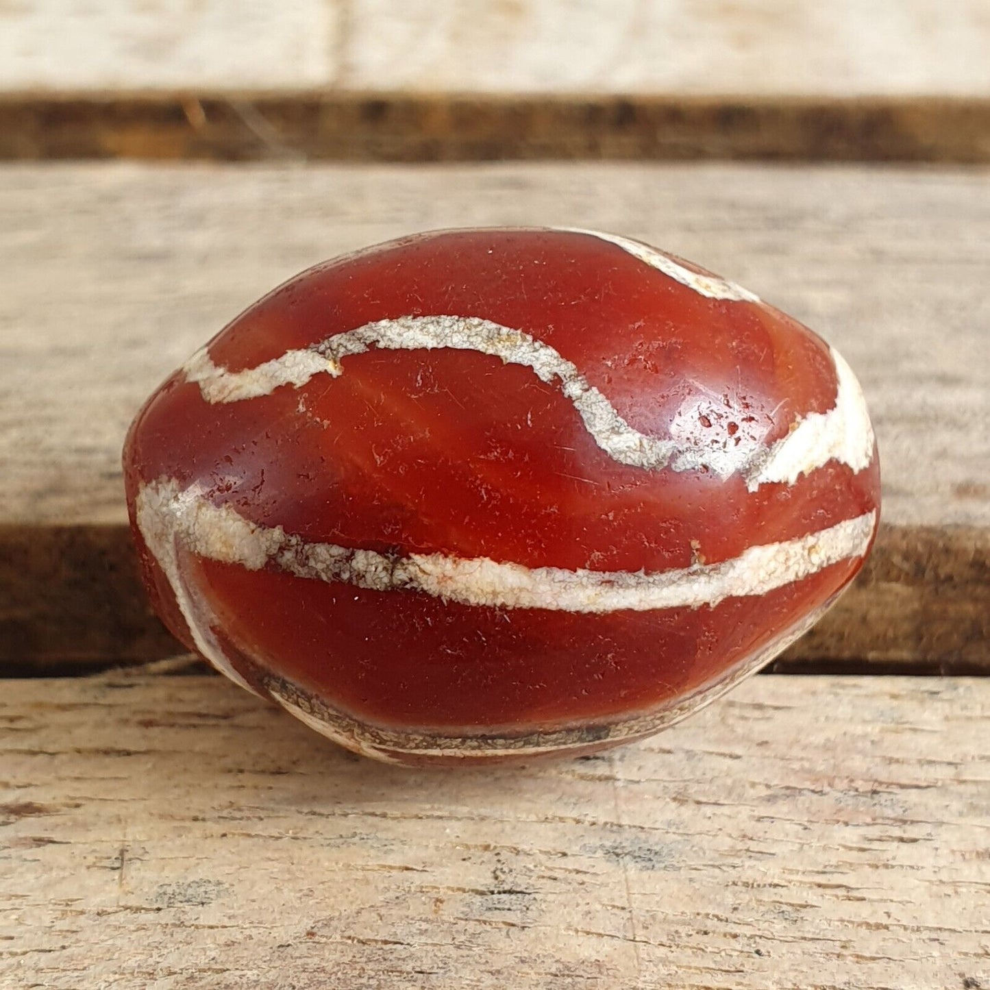 Antique Tibetan Nepalese RED Etched Agate Bead Decorated Carnelian Beads ETA-2