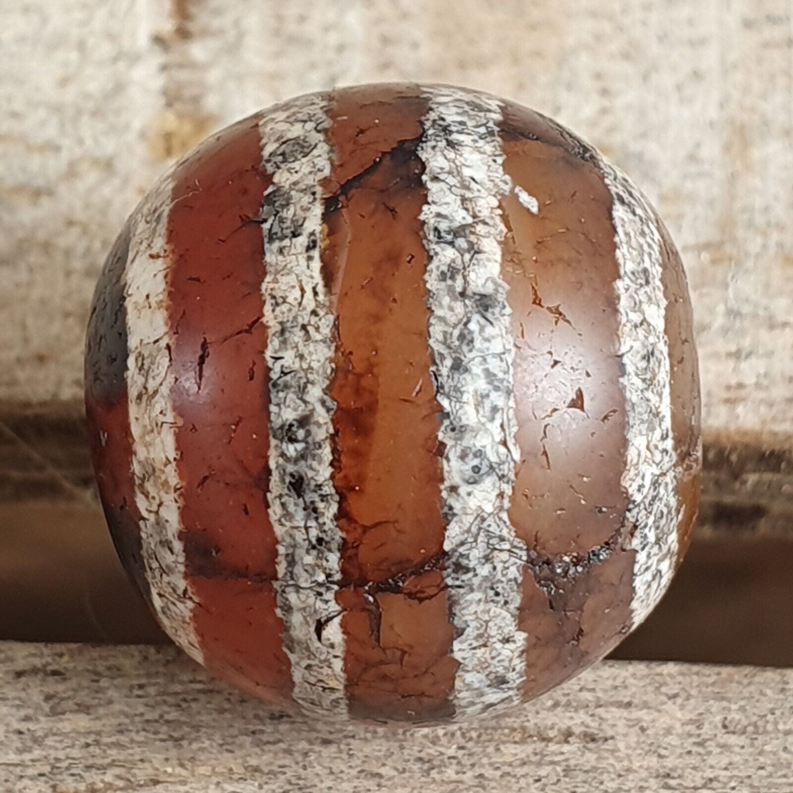 ETA-4 Antique Tibetan Etched Agate Bead Decorated Carnelian Beads