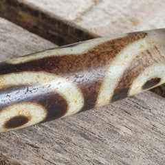 Himalayan Tibetan Dzi 3 eyes Pattern Spiritual Amulet Mala Bead Unique Beads