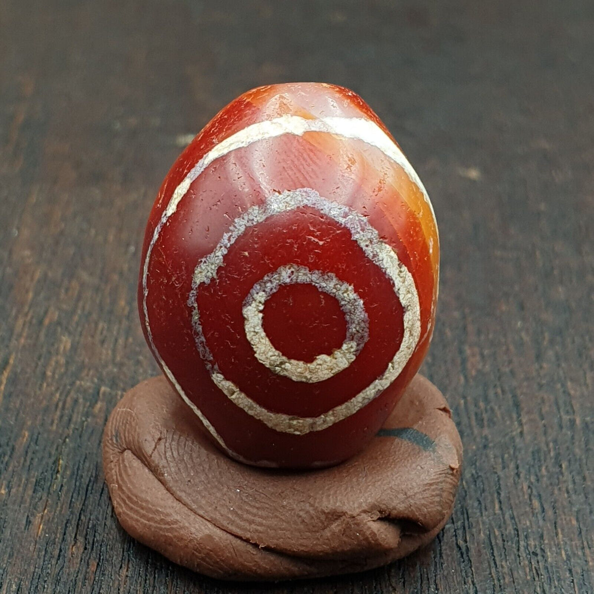 Antique Tibetan Nepalese RED Etched Agate Bead Decorated Carnelian Beads ETA-1