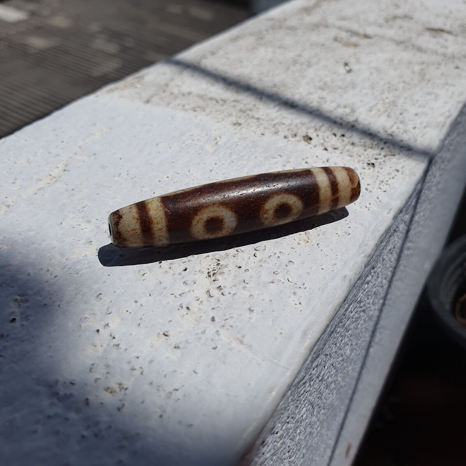 Himalayan Tibetan Dzi 5 eyes Triple Line Spiritual Amulet Mala Bead