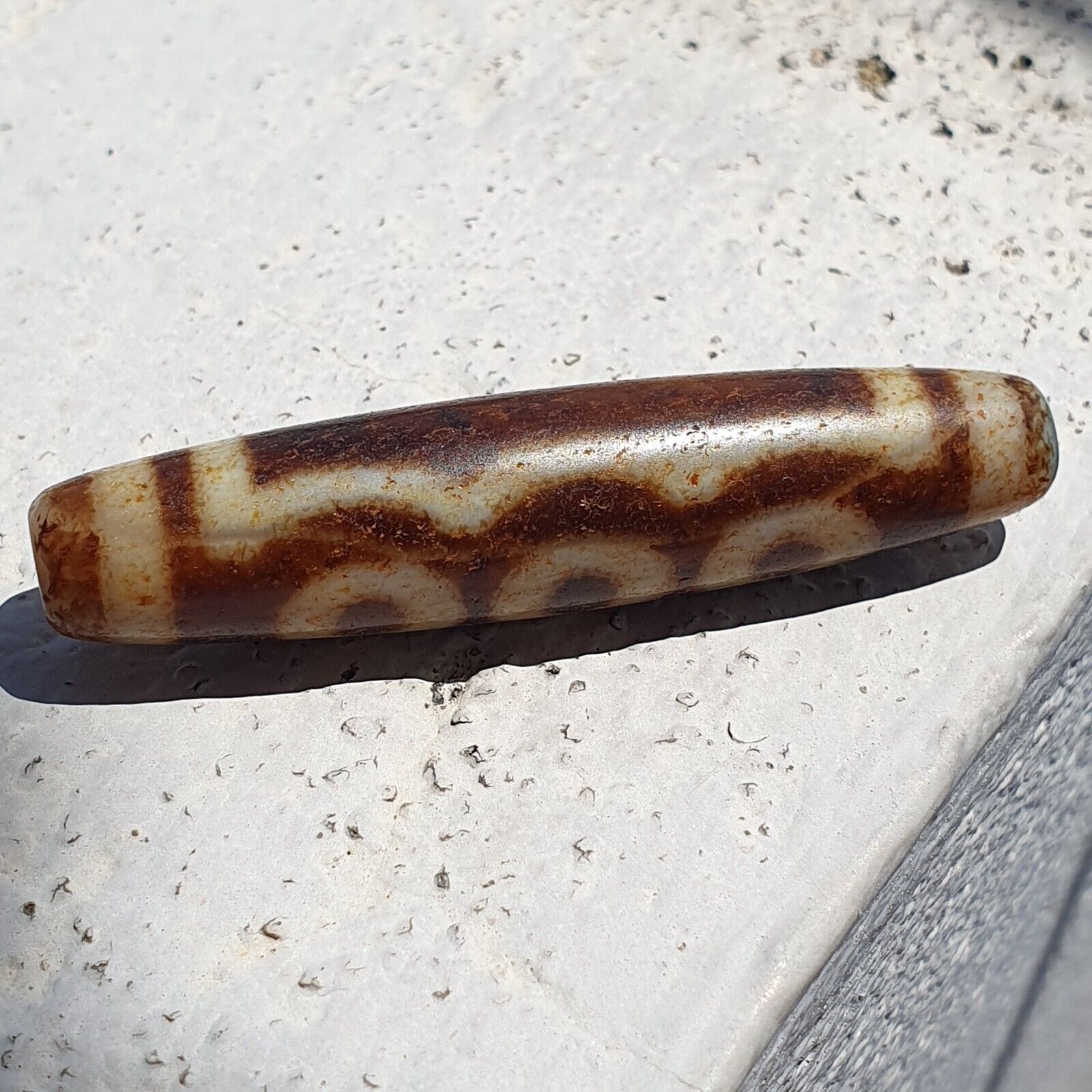 Himalayan Tibetan Dzi 5 eyes Triple Line Spiritual Amulet Mala Bead