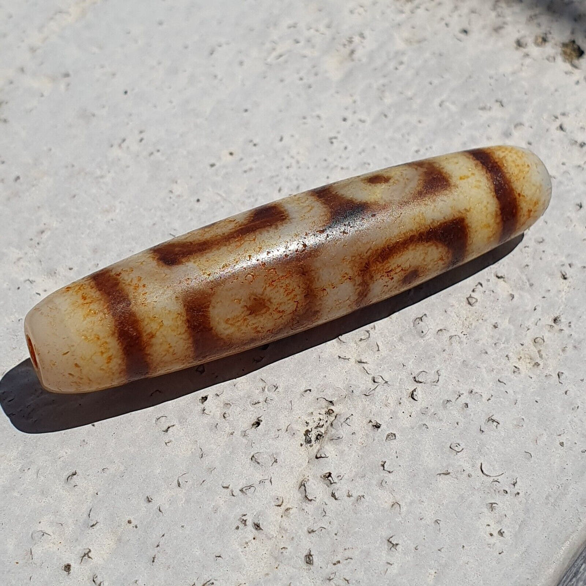 Himalayan Tibetan Dzi 6 eyes Pattern Spiritual Amulet Mala Bead Unique Beads