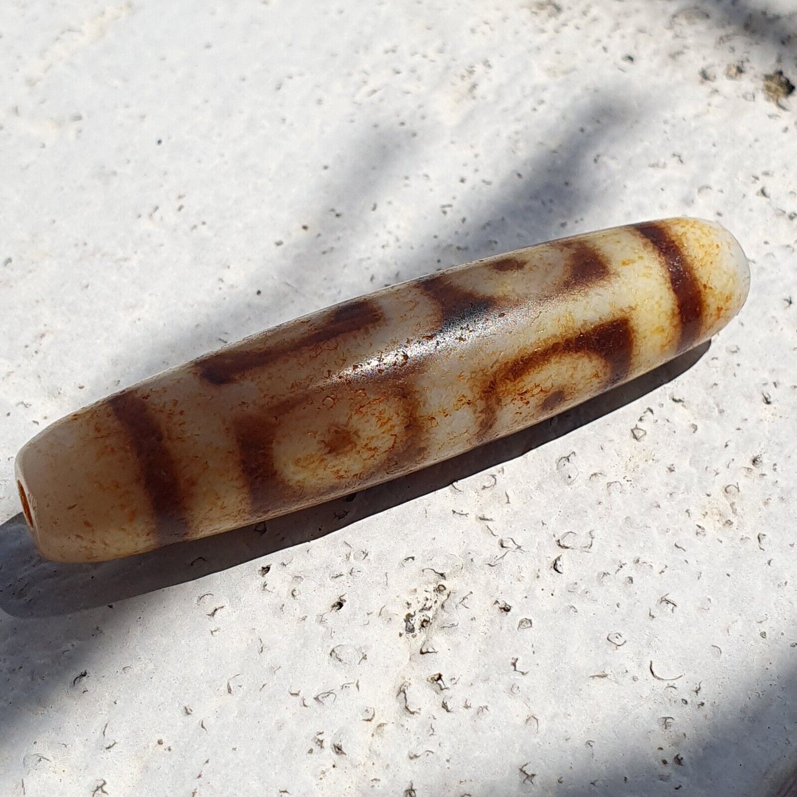 Himalayan Tibetan Dzi 6 eyes Pattern Spiritual Amulet Mala Bead Unique Beads