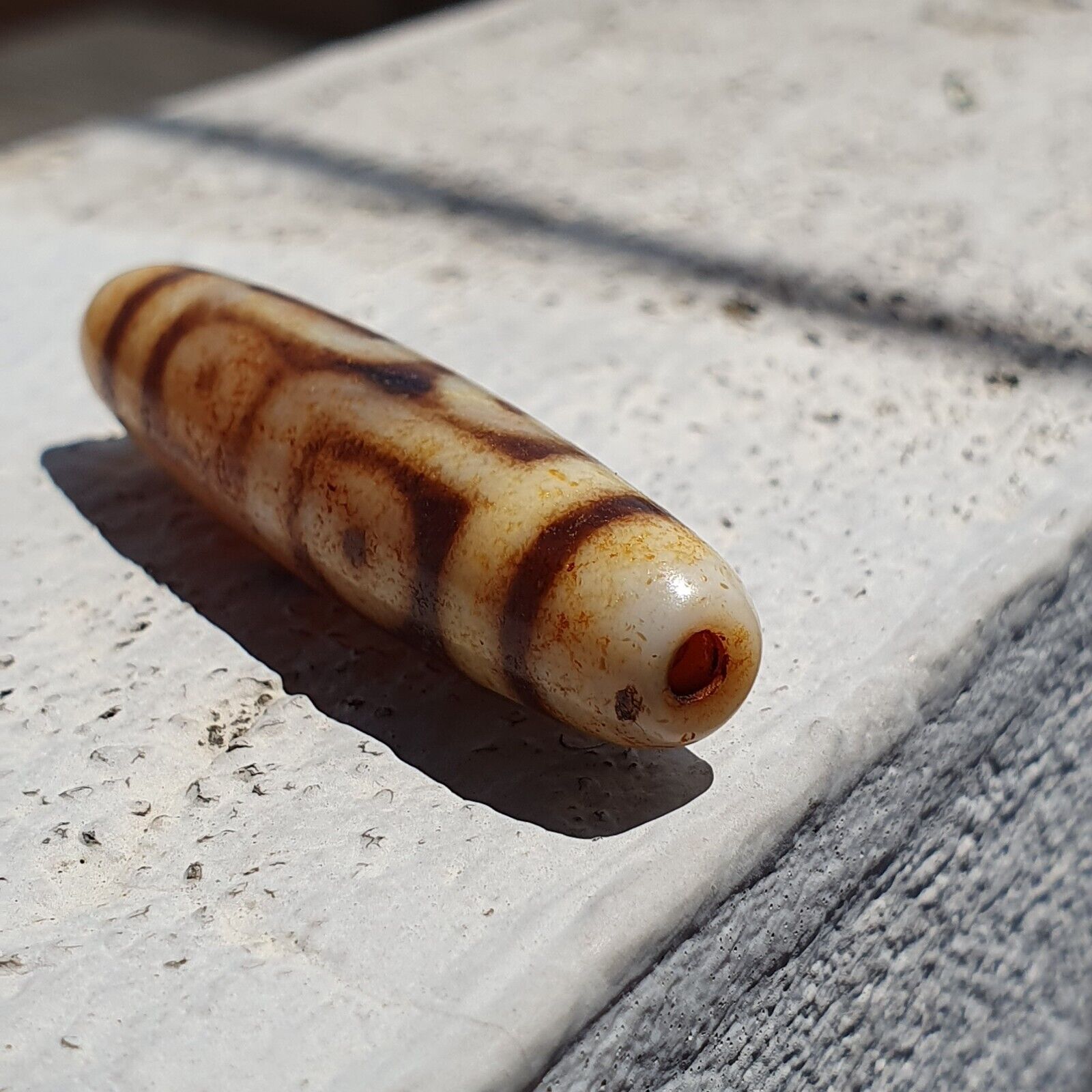 Himalayan Tibetan Dzi 6 eyes Pattern Spiritual Amulet Mala Bead Unique Beads